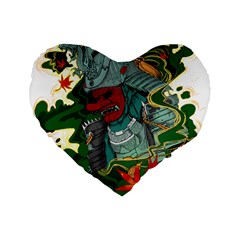 Armor Japan Maple Leaves Samurai Standard 16  Premium Flano Heart Shape Cushions by Amaryn4rt