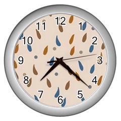 Raindrops Water Drops Pattern Wall Clock (silver) by Amaryn4rt