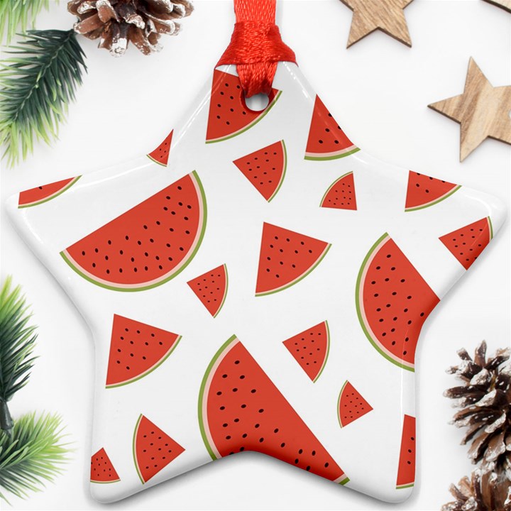 Watermelons Fruits Tropical Fruits Star Ornament (Two Sides)