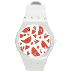 Watermelons Fruits Tropical Fruits Round Plastic Sport Watch (M)