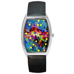 Blobs Dots Abstract Art Waves Barrel Style Metal Watch by Amaryn4rt