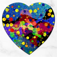 Blobs Dots Abstract Art Waves Jigsaw Puzzle (heart) by Amaryn4rt