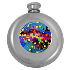 Blobs Dots Abstract Art Waves Round Hip Flask (5 Oz) by Amaryn4rt