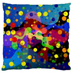 Blobs Dots Abstract Art Waves Large Flano Cushion Case (one Side) by Amaryn4rt