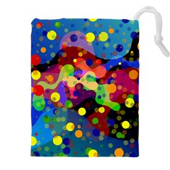 Blobs Dots Abstract Art Waves Drawstring Pouch (5xl) by Amaryn4rt