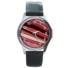 Wave Texture Design Pattern Art Round Metal Watch