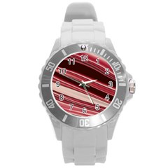 Wave Texture Design Pattern Art Round Plastic Sport Watch (L)