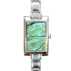 Waves Marbled Abstract Background Rectangle Italian Charm Watch by Amaryn4rt