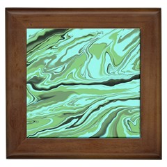 Waves Marbled Abstract Background Framed Tile by Amaryn4rt