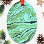 Waves Marbled Abstract Background Ornament (Oval) Front