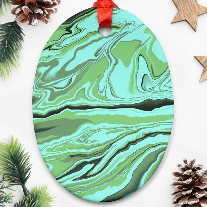 Waves Marbled Abstract Background Ornament (Oval)