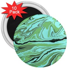 Waves Marbled Abstract Background 3  Magnets (10 Pack)  by Amaryn4rt