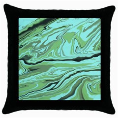 Waves Marbled Abstract Background Throw Pillow Case (black) by Amaryn4rt