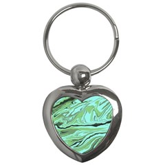 Waves Marbled Abstract Background Key Chain (heart) by Amaryn4rt