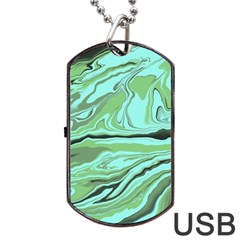 Waves Marbled Abstract Background Dog Tag Usb Flash (one Side) by Amaryn4rt