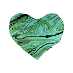 Waves Marbled Abstract Background Standard 16  Premium Heart Shape Cushions by Amaryn4rt