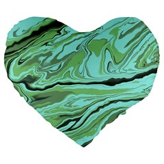 Waves Marbled Abstract Background Large 19  Premium Flano Heart Shape Cushions by Amaryn4rt