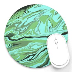 Waves Marbled Abstract Background Round Mousepads by Amaryn4rt