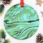 Waves Marbled Abstract Background Ornament (Round) Front