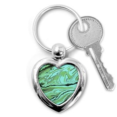 Waves Marbled Abstract Background Key Chain (heart) by Amaryn4rt