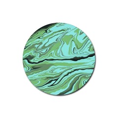 Waves Marbled Abstract Background Rubber Coaster (round) by Amaryn4rt