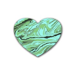 Waves Marbled Abstract Background Rubber Coaster (heart) by Amaryn4rt