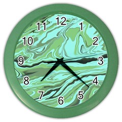 Waves Marbled Abstract Background Color Wall Clock by Amaryn4rt