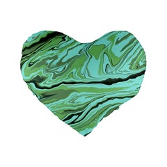 Waves Marbled Abstract Background Standard 16  Premium Flano Heart Shape Cushions by Amaryn4rt