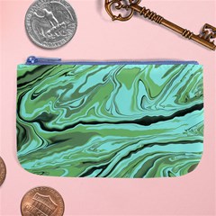 Waves Marbled Abstract Background Large Coin Purse by Amaryn4rt