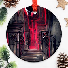 Stranger Things Fantasy Dark  Red Ornament (round) by Amaryn4rt