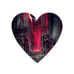 Stranger Things Fantasy Dark  Red Heart Magnet by Amaryn4rt