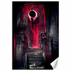 Stranger Things Fantasy Dark  Red Canvas 12  X 18  by Amaryn4rt