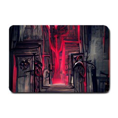 Stranger Things Fantasy Dark  Red Small Doormat  by Amaryn4rt