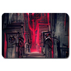 Stranger Things Fantasy Dark  Red Large Doormat  by Amaryn4rt