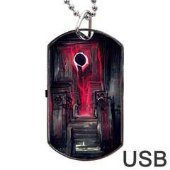 Stranger Things Fantasy Dark  Red Dog Tag Usb Flash (one Side) by Amaryn4rt