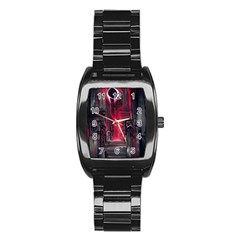 Stranger Things Fantasy Dark  Red Stainless Steel Barrel Watch by Amaryn4rt