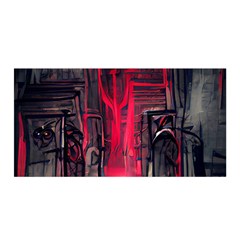 Stranger Things Fantasy Dark  Red Satin Wrap 35  X 70  by Amaryn4rt