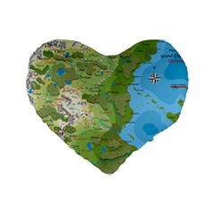 Grand Duchy Of Valderin Fantasy Map Standard 16  Premium Heart Shape Cushions by Amaryn4rt