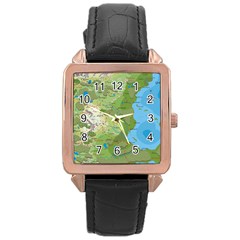 Grand Duchy Of Valderin Fantasy Map Rose Gold Leather Watch  by Amaryn4rt