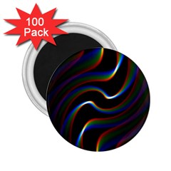 Rainbow Waves Art Iridescent 2 25  Magnets (100 Pack)  by Amaryn4rt