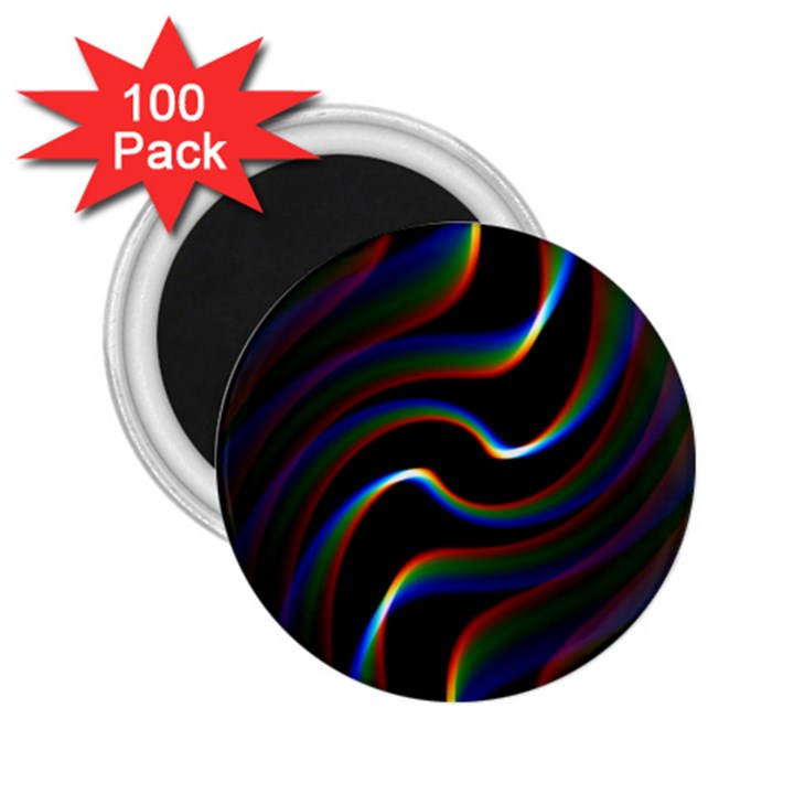 Rainbow Waves Art Iridescent 2.25  Magnets (100 pack) 