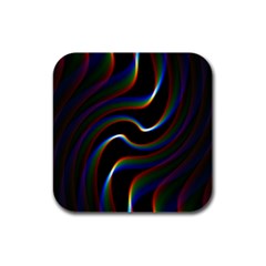 Rainbow Waves Art Iridescent Rubber Square Coaster (4 Pack) by Amaryn4rt