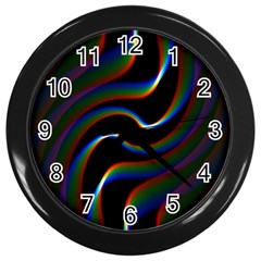 Rainbow Waves Art Iridescent Wall Clock (black)