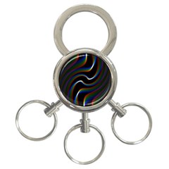 Rainbow Waves Art Iridescent 3-ring Key Chain by Amaryn4rt