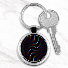 Rainbow Waves Art Iridescent Key Chain (round) by Amaryn4rt