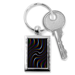 Rainbow Waves Art Iridescent Key Chain (rectangle) by Amaryn4rt