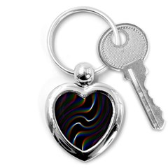 Rainbow Waves Art Iridescent Key Chain (heart) by Amaryn4rt