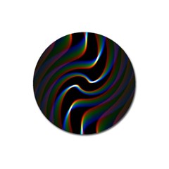 Rainbow Waves Art Iridescent Magnet 3  (round) by Amaryn4rt