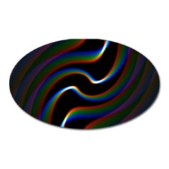 Rainbow Waves Art Iridescent Oval Magnet by Amaryn4rt