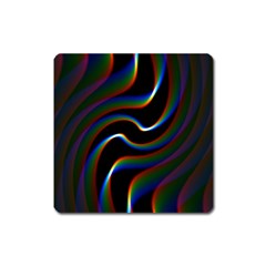 Rainbow Waves Art Iridescent Square Magnet by Amaryn4rt